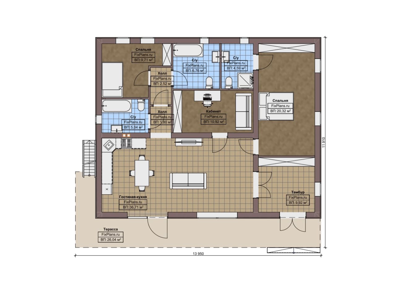 Планировка Одноэтажный дом F-8882