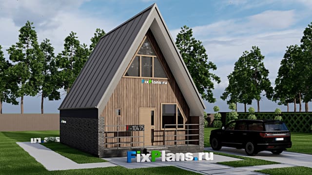 Одноэтажный дом с мансардой  F-10475