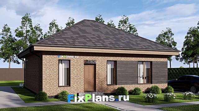 Одноэтажный дом с мансардой  F-17828