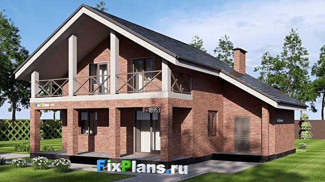 Одноэтажный дом с мансардой  F-18953