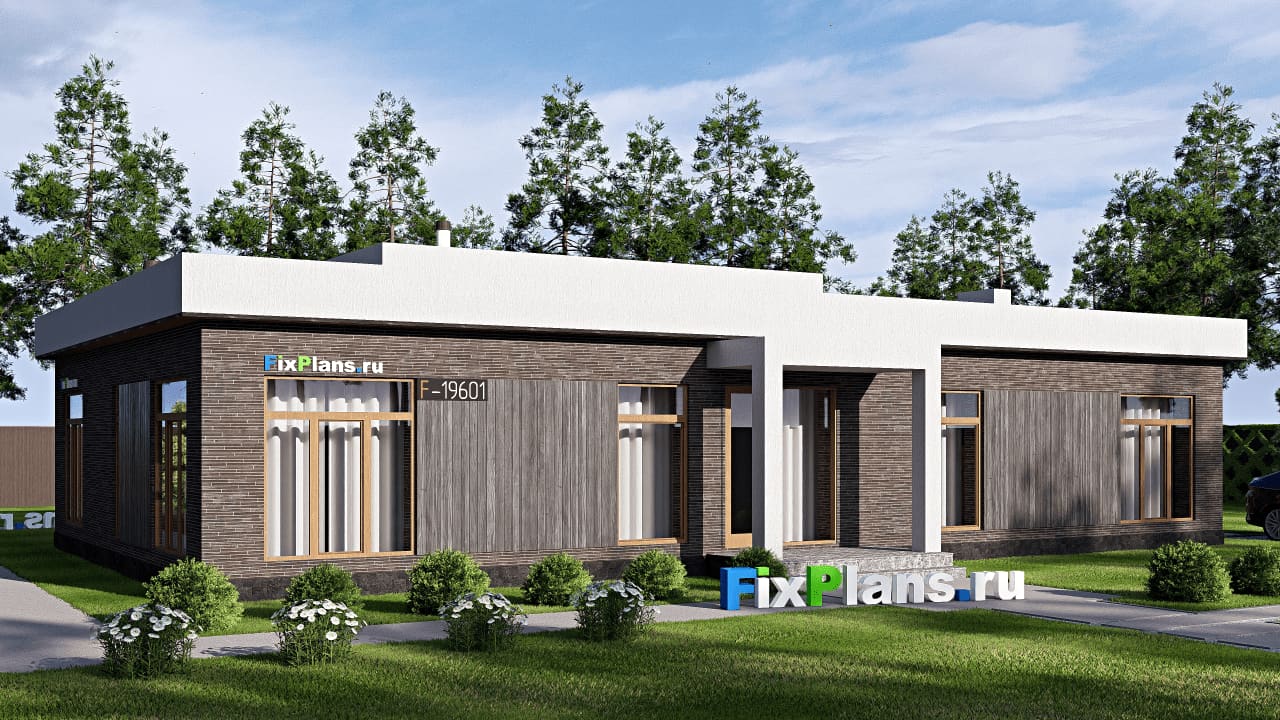 Одноэтажный дом F-19601 — фасад