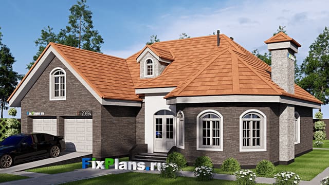 Одноэтажный дом с мансардой  F-20654